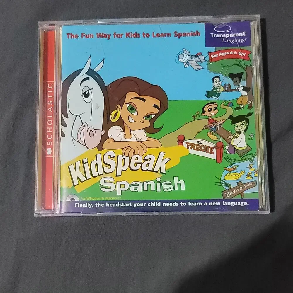 Vtg 1998 Scholastic Kids Speak Spanish CD ROM Educational Game